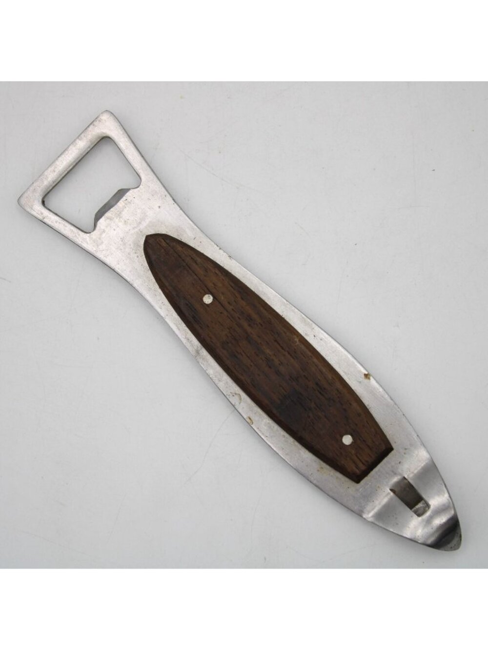 Japan Teak Wood Stainless Steel Bottle Opener Fish Shaped MCM Vintage